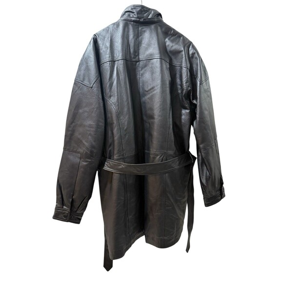 MEN'S SERGE PLATINI Short Trench Leather Coat Size Medium Vtg W Belt - Picture 9 of 13